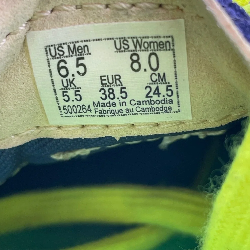 Vans Ultrarange Exo SE Shoes Blue Neon Yellow Purple Tan Suede‎ Men 6.5 Women 8